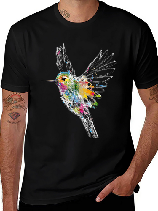 Hummingbird Graphic Tee - Artsy Bird Lover Shirt