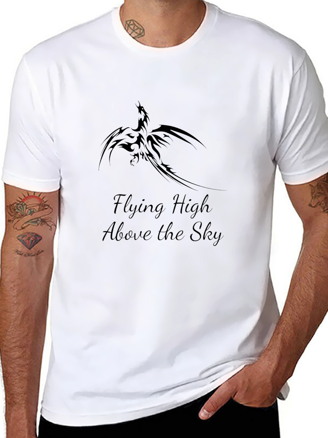 Black T-Shirt with Phoenix Graphic & Text
