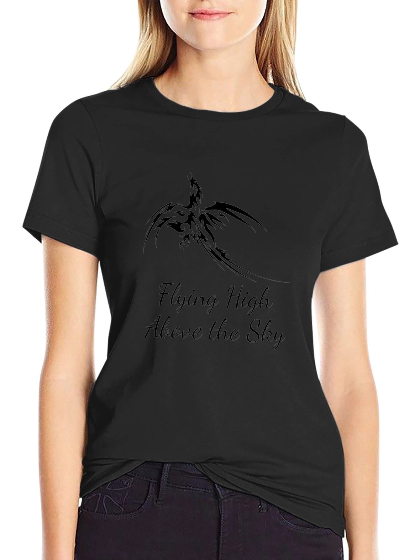 Black T-Shirt with Phoenix Graphic & Text