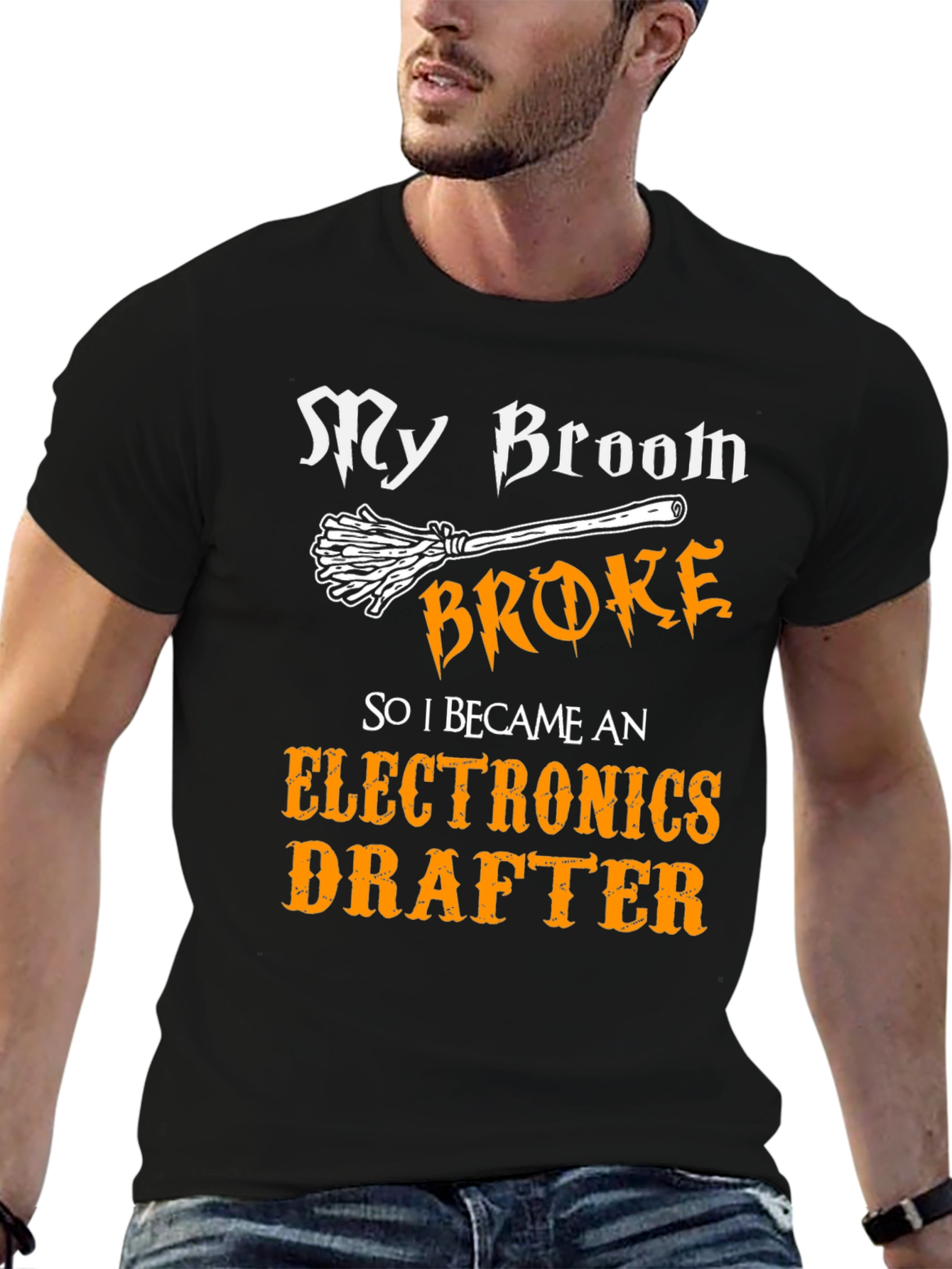 Funny Electronics Drafter T-Shirt - My Broom Broke