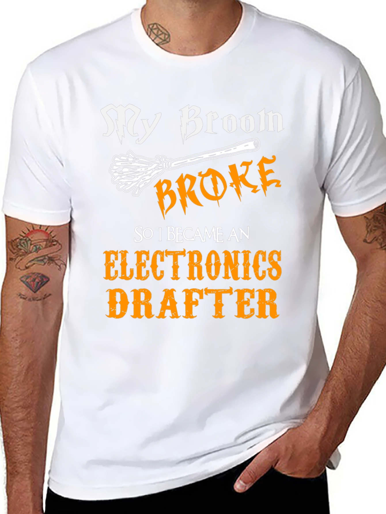 Funny Electronics Drafter T-Shirt - My Broom Broke