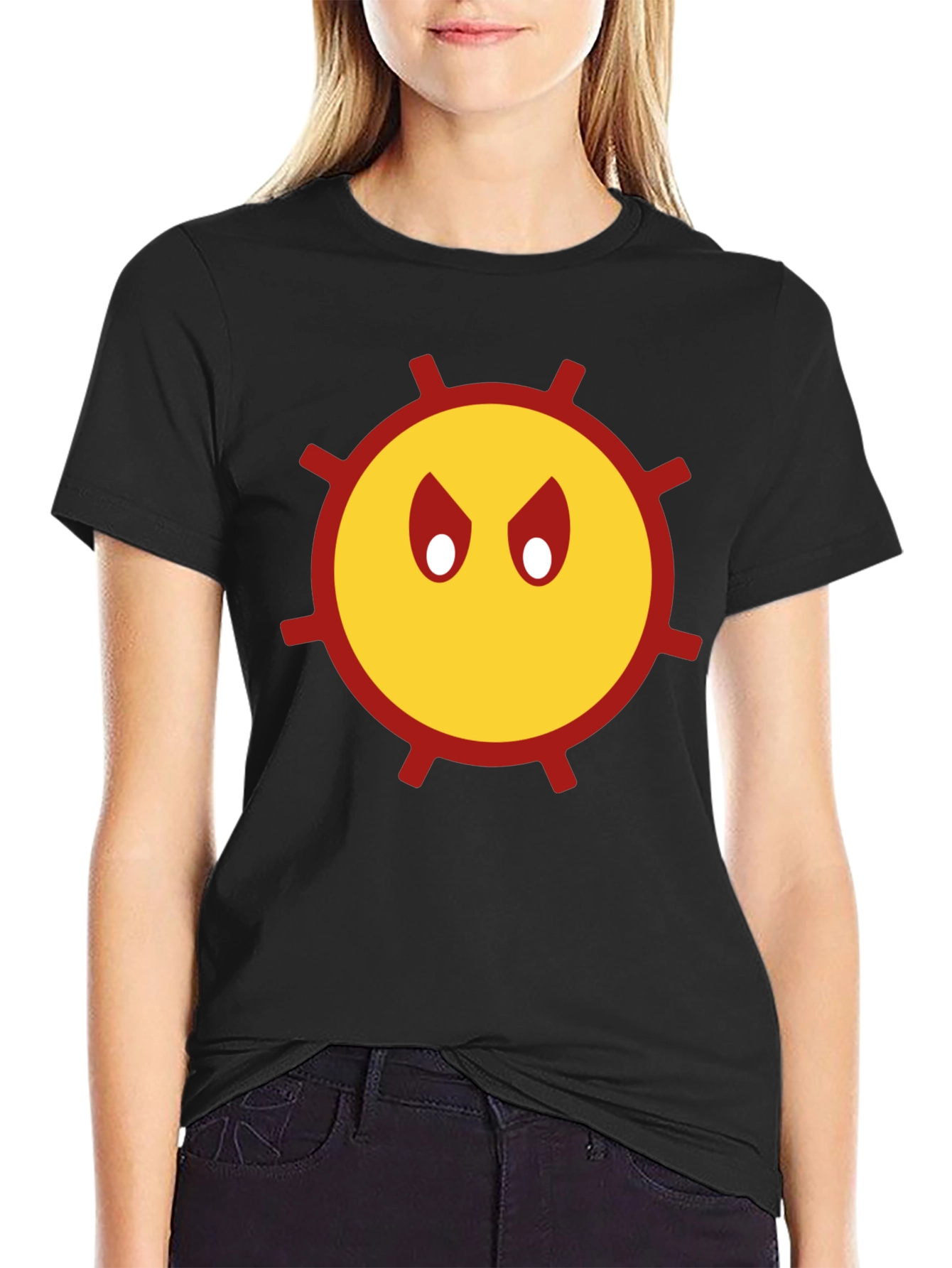 Mens Angry Sun Graphic T-Shirt - Black