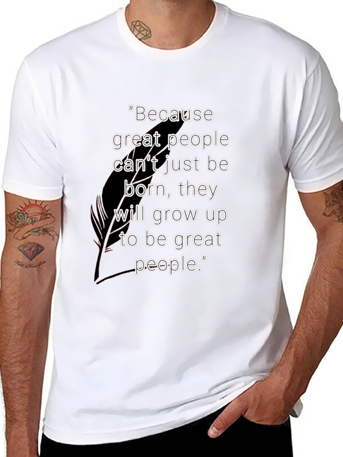 Motivational Black T-Shirt - Great People Quote