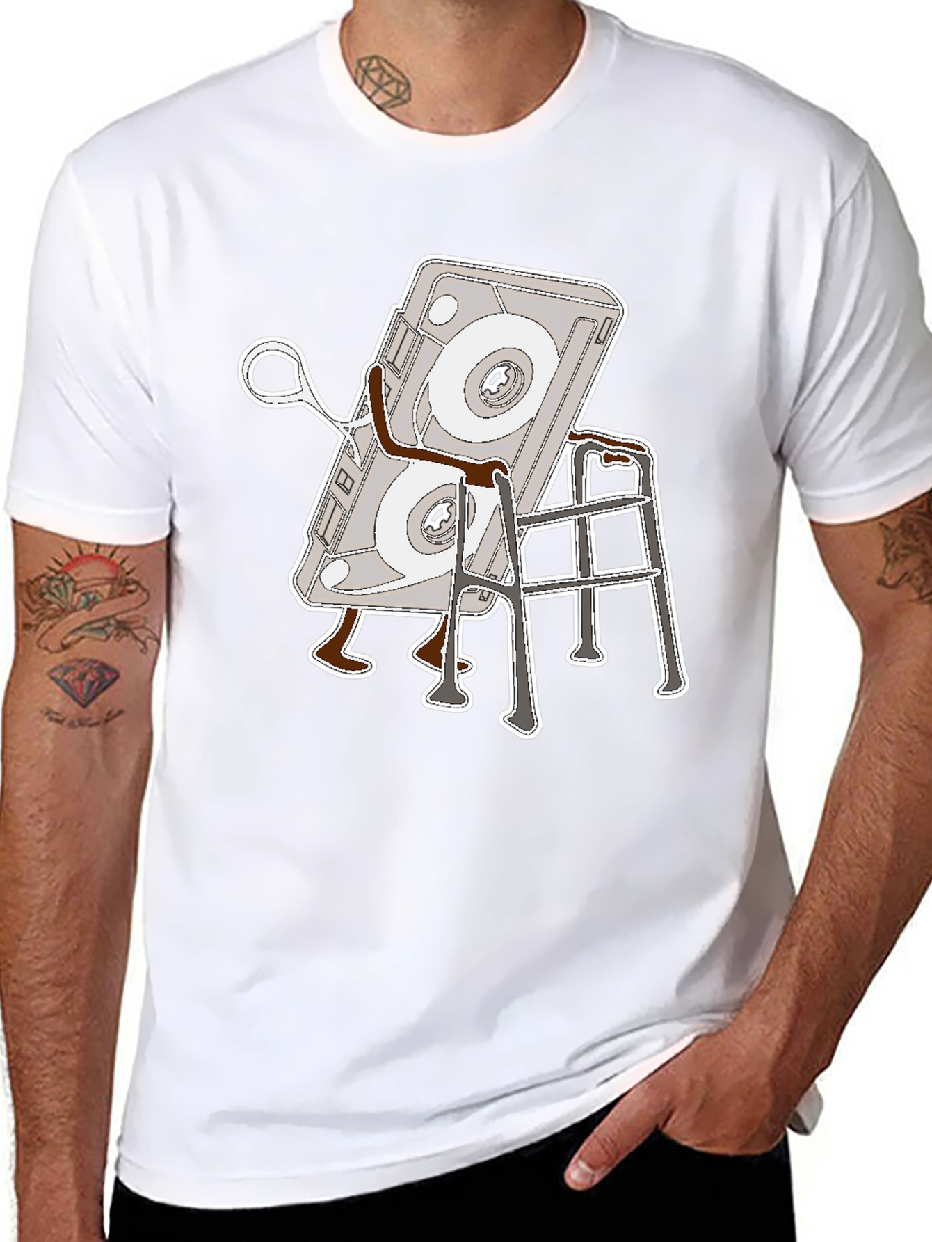 Cassette Tape Walker Black T-Shirt