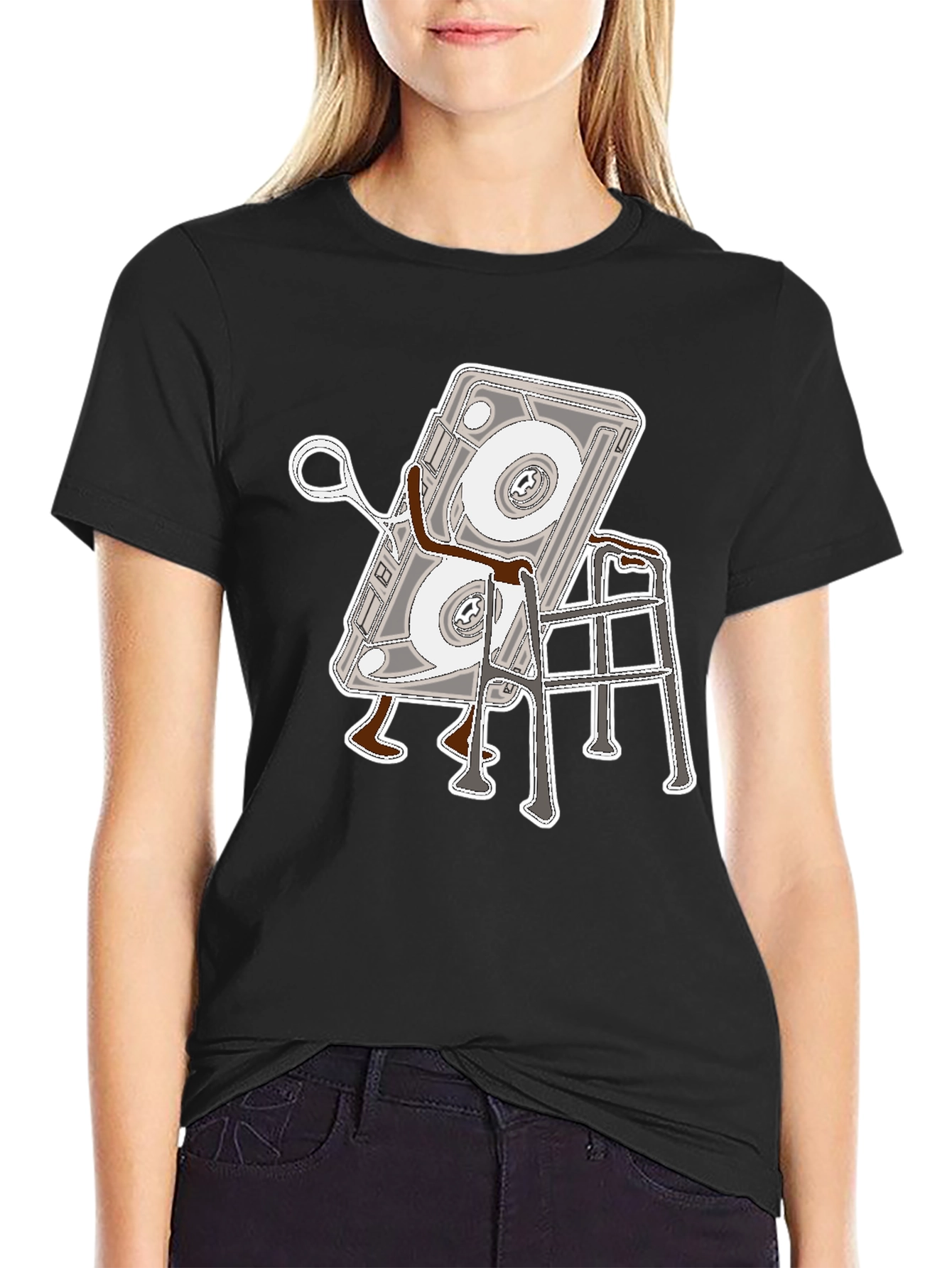 Cassette Tape Walker Black T-Shirt