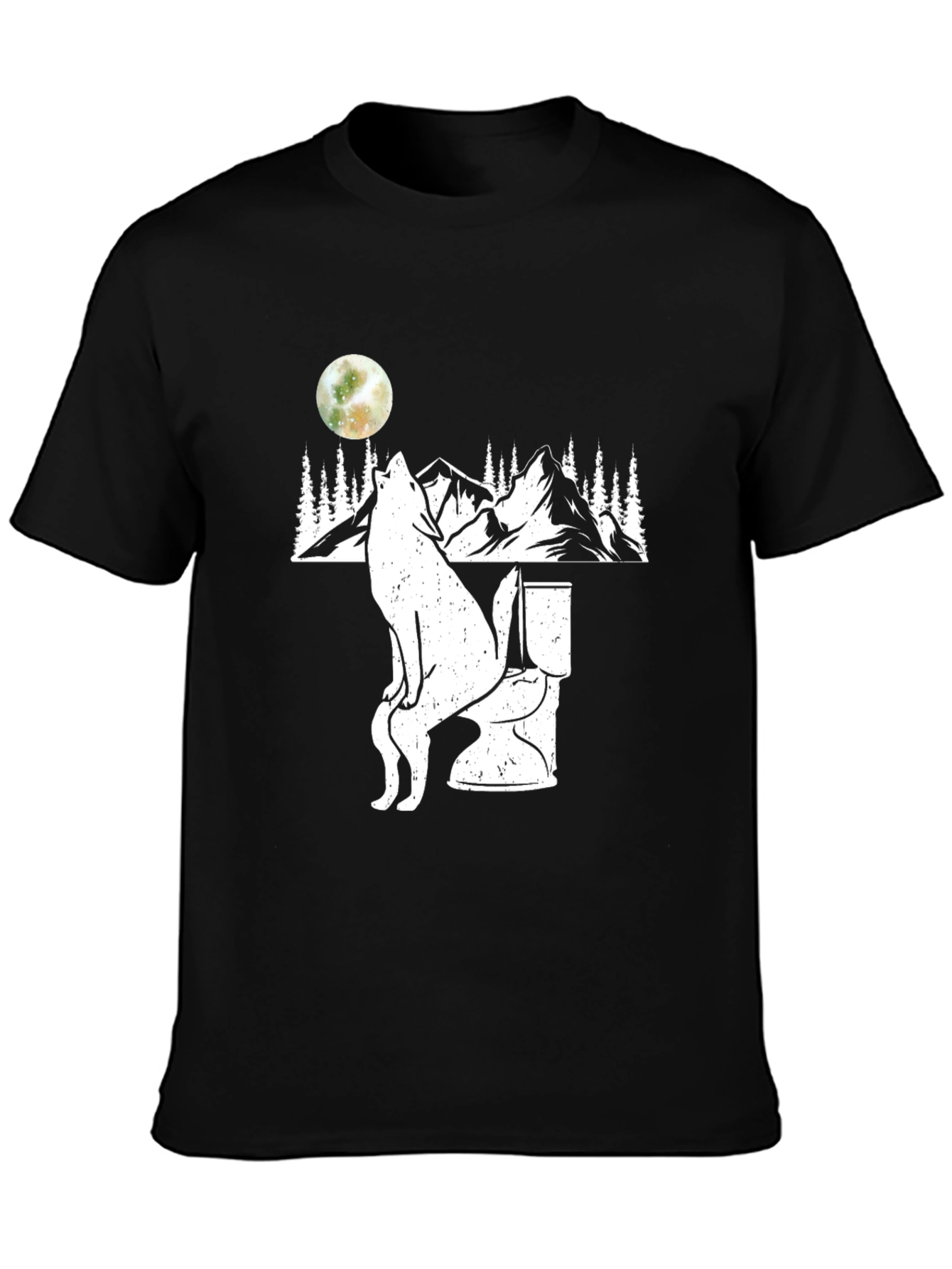 Wolf on Toilet T-Shirt - Funny Graphic Tee