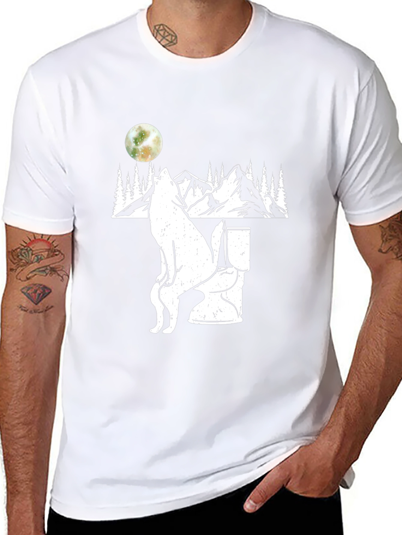 Wolf on Toilet T-Shirt - Funny Graphic Tee