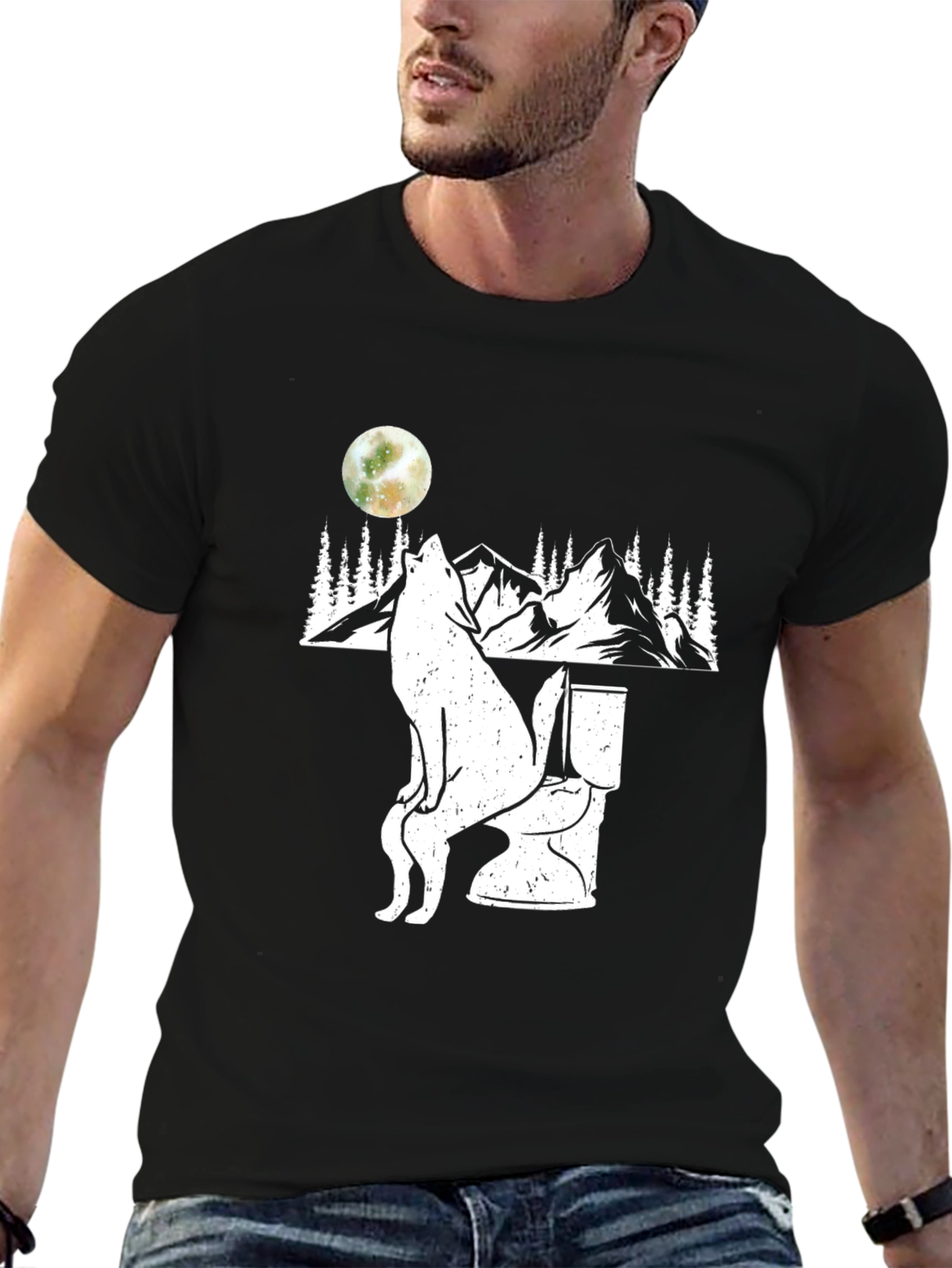 Wolf on Toilet T-Shirt - Funny Graphic Tee