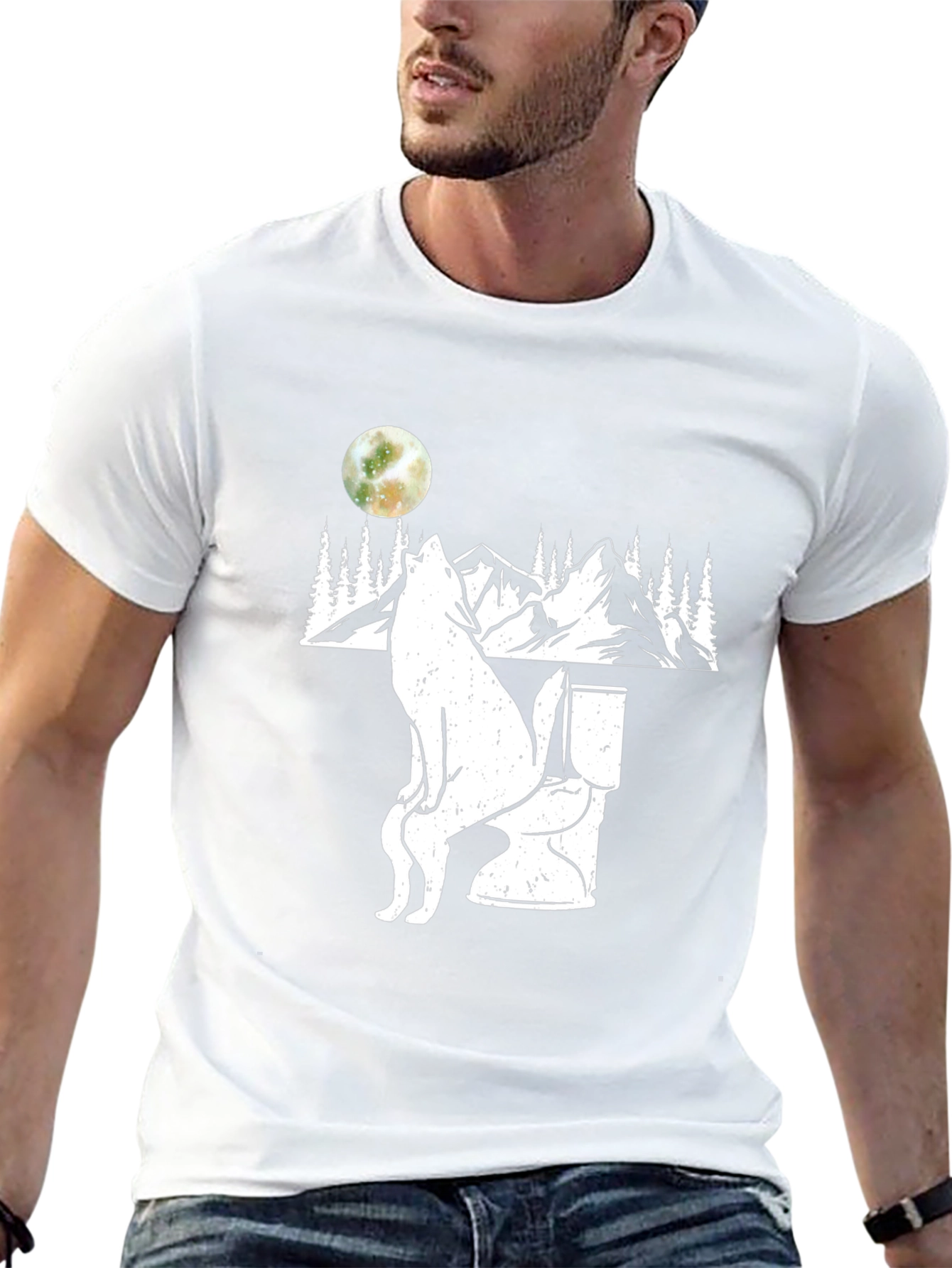 Wolf on Toilet T-Shirt - Funny Graphic Tee