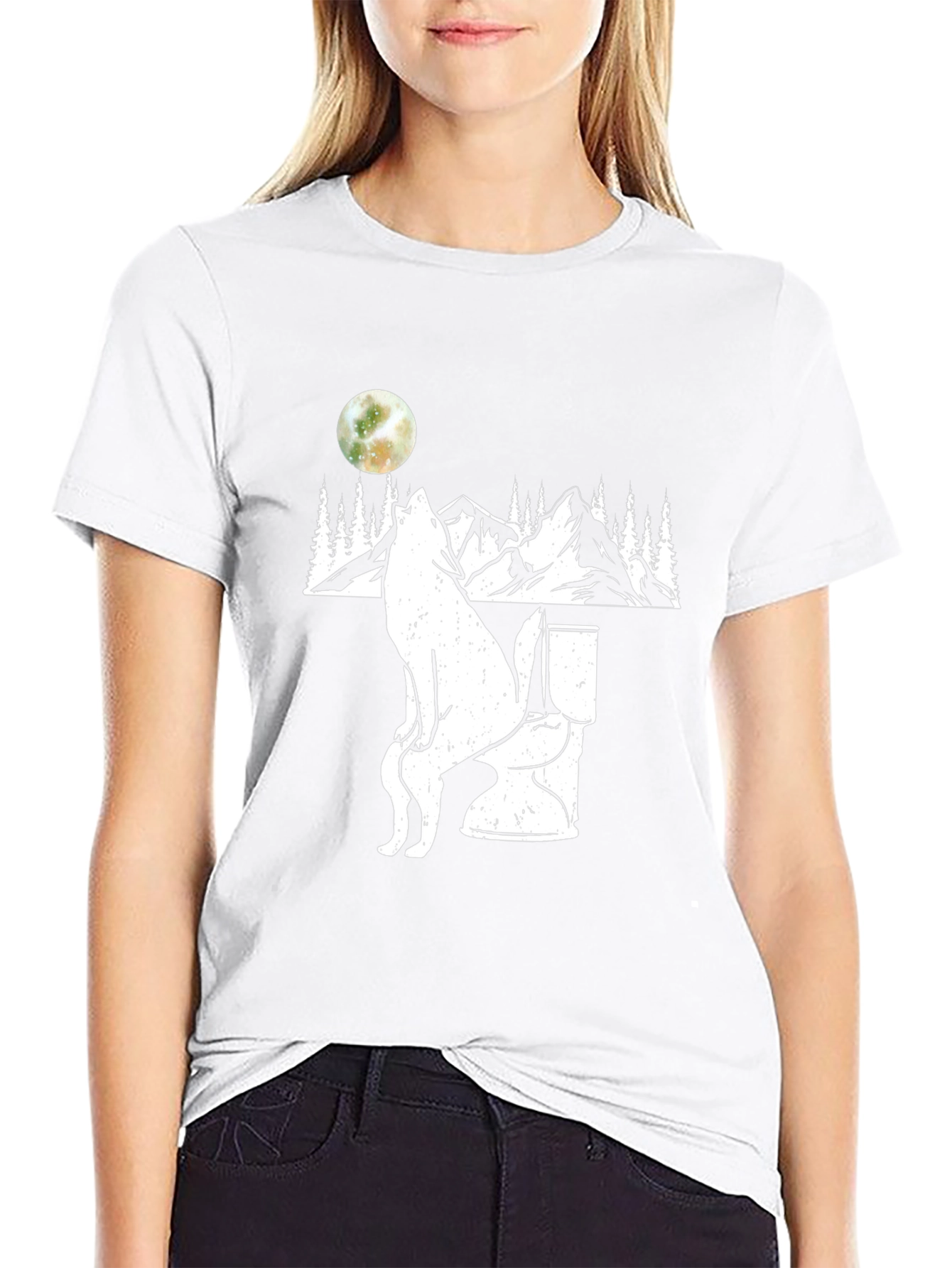 Wolf on Toilet T-Shirt - Funny Graphic Tee