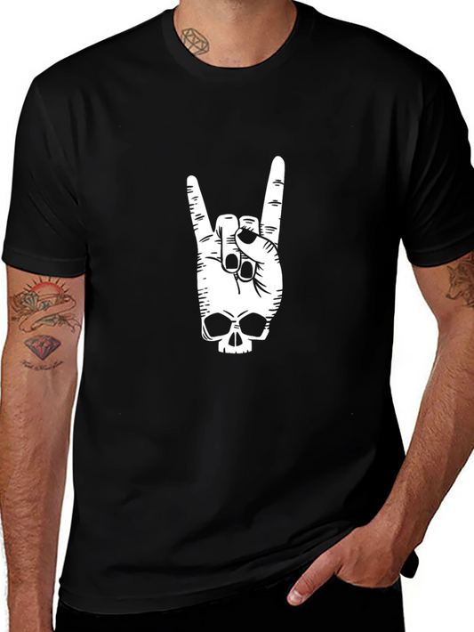 Rock On Skull Graphic T-Shirt - Black Cotton Tee