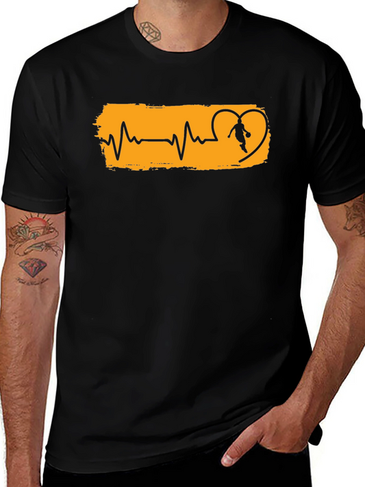 Basketball Heartbeat Graphic T-Shirt - Black
