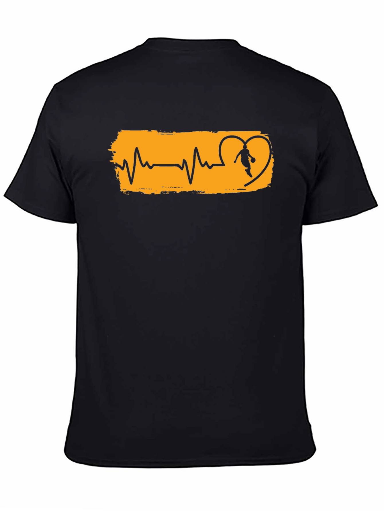 Basketball Heartbeat Graphic T-Shirt - Black