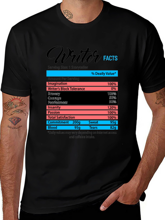 Writer Facts T-Shirt - Storyteller Novelist Tee