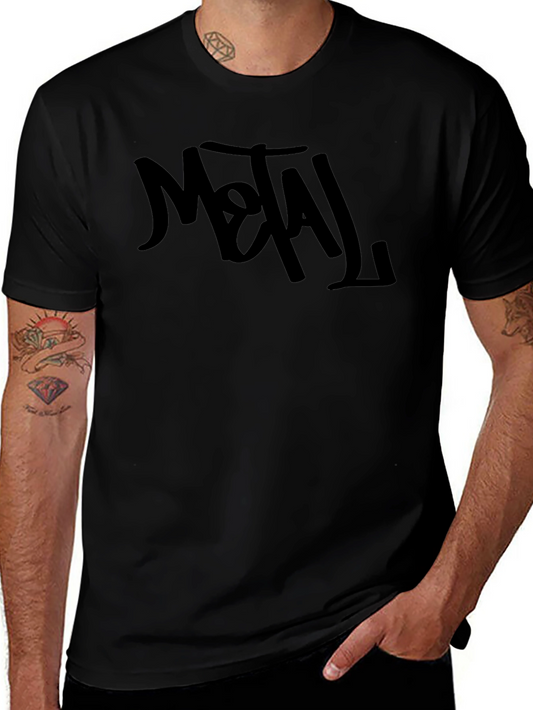 Black METAL Graphic Print Mens T-Shirt