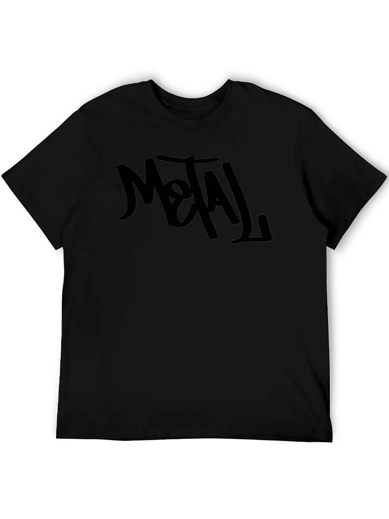 Black METAL Graphic Print Mens T-Shirt
