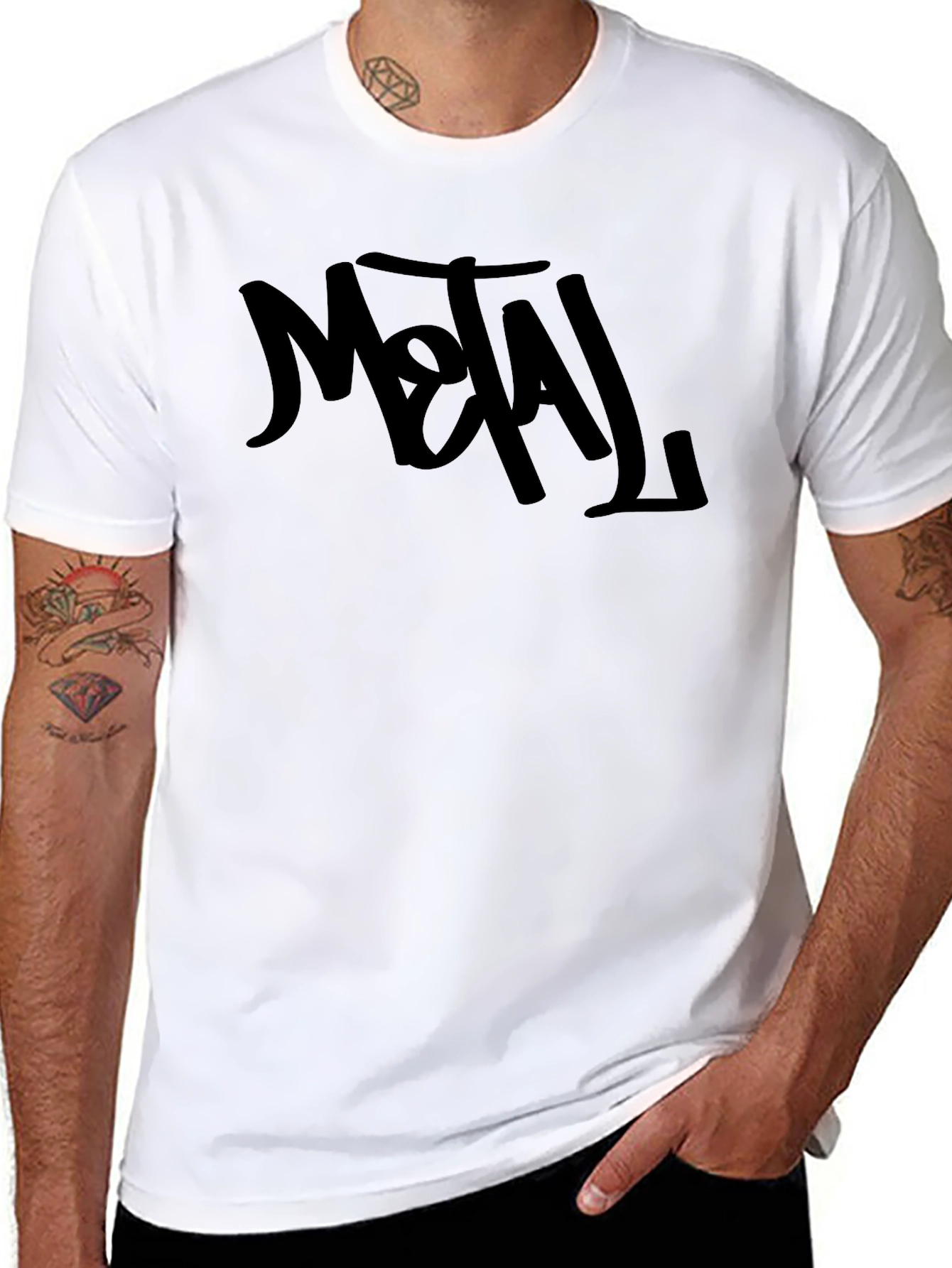 Black METAL Graphic Print Mens T-Shirt