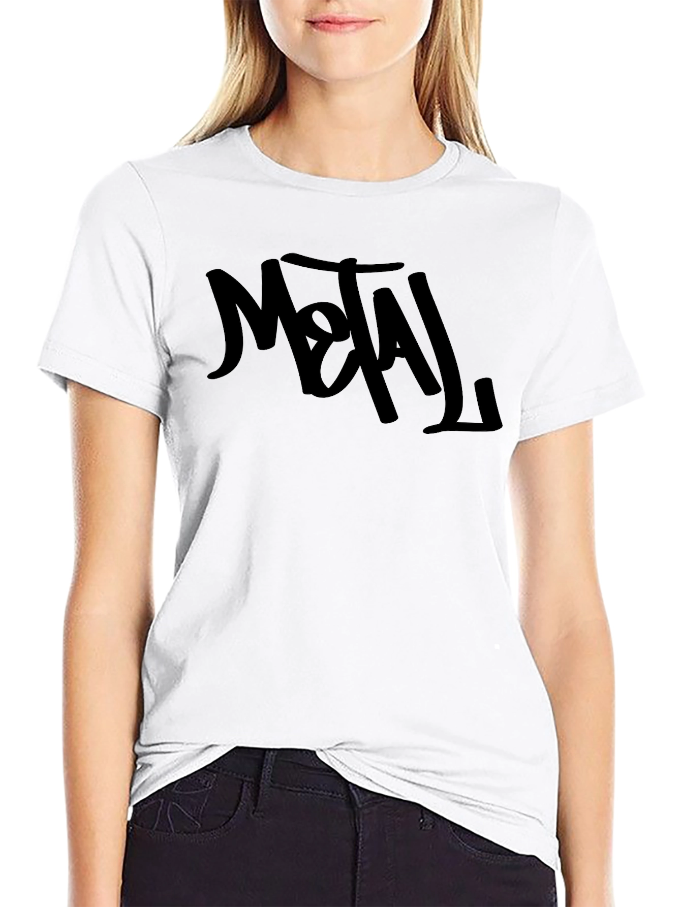 Black METAL Graphic Print Mens T-Shirt