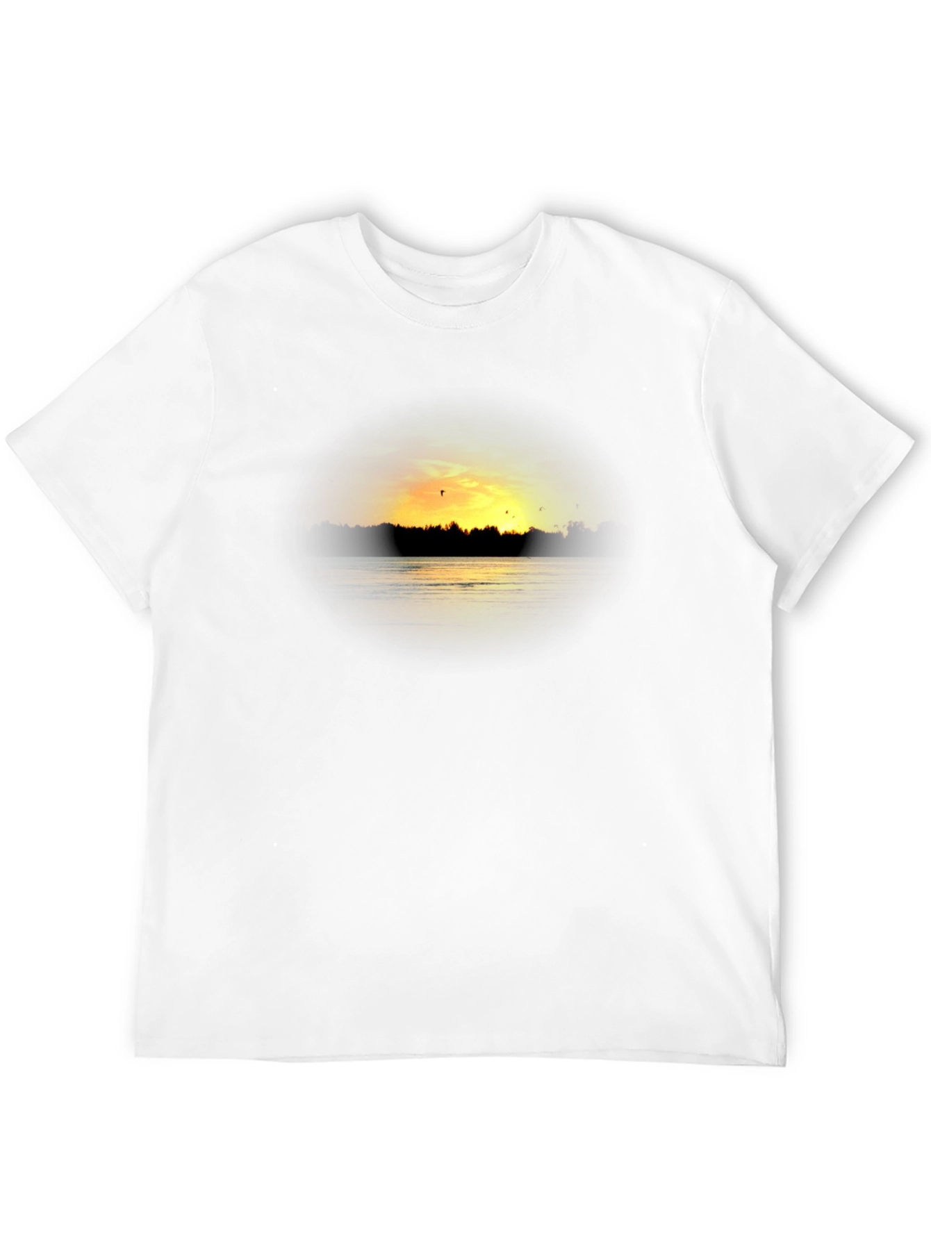 Sunset Lake Graphic Tee - Black Cotton T-Shirt