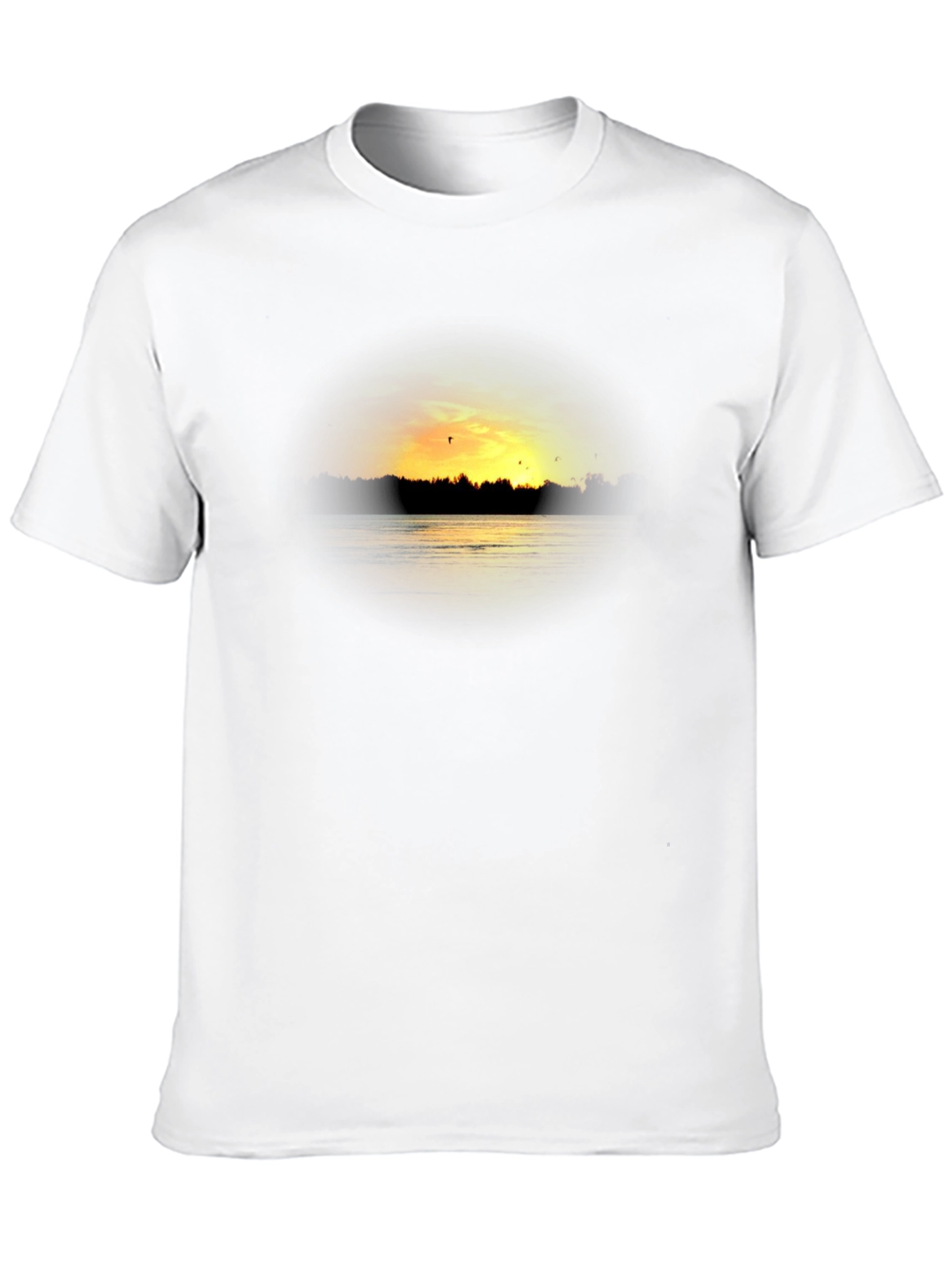 Sunset Lake Graphic Tee - Black Cotton T-Shirt