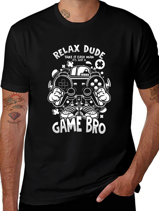 Relax Dude Game Bro Black Graphic T-Shirt