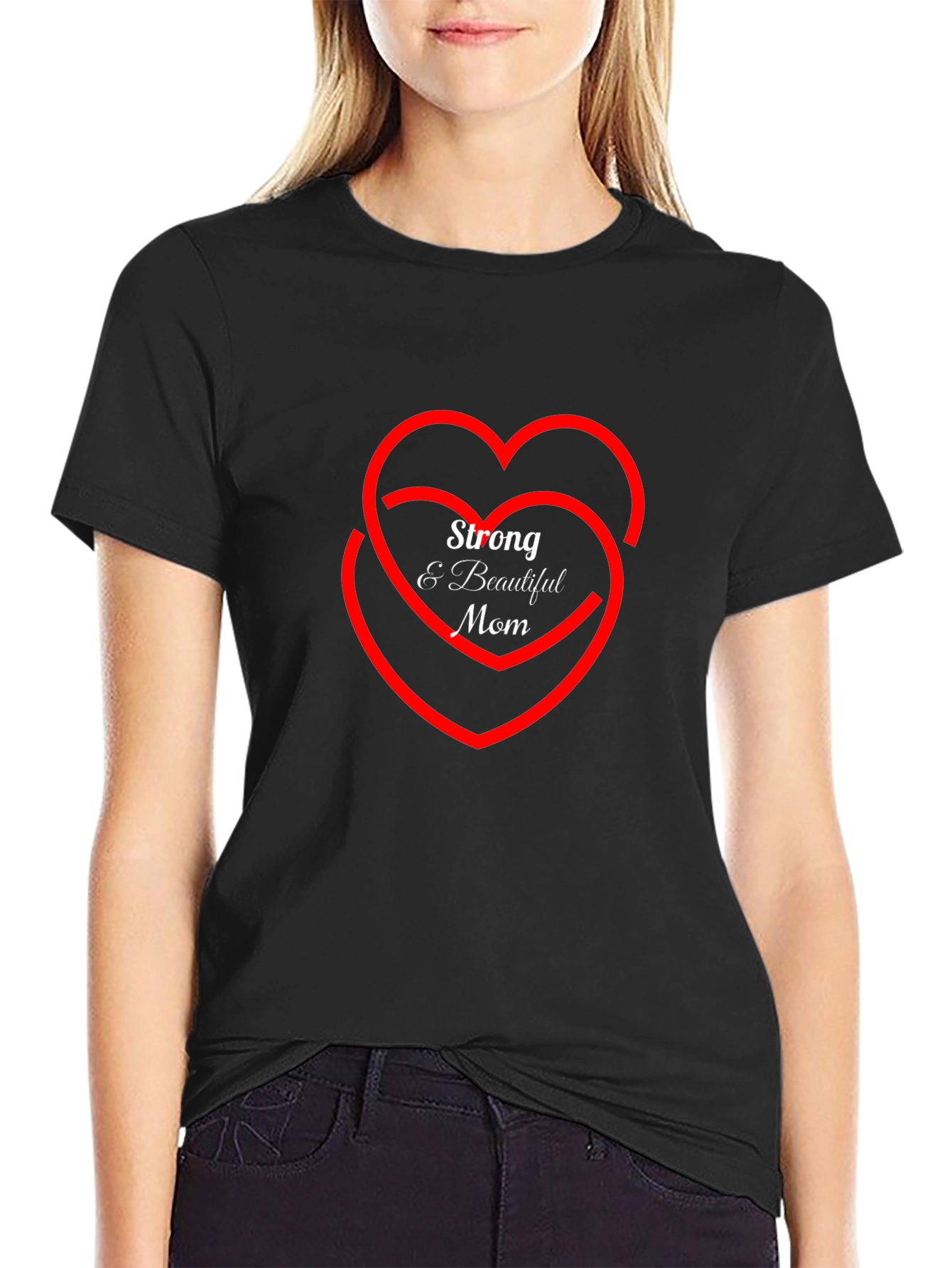 Strong & Beautiful Mom Graphic Tee - Black