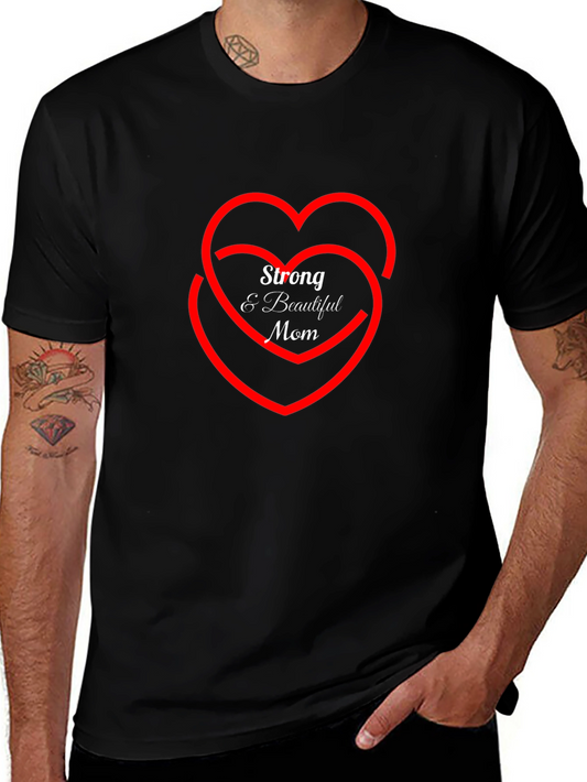 Strong & Beautiful Mom Graphic Tee - Black