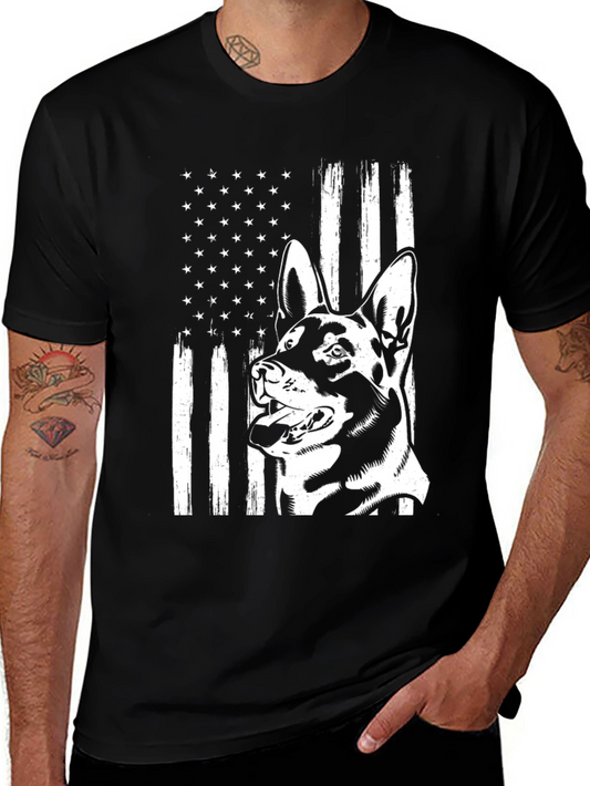 German Shepherd USA Flag Graphic Tee