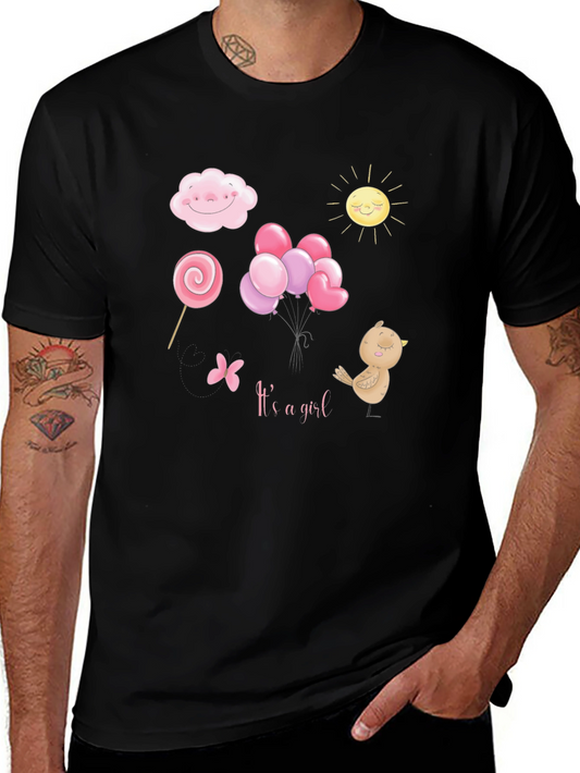 Its A Girl T-Shirt: Cloud Sun Lollipop Balloons Bird