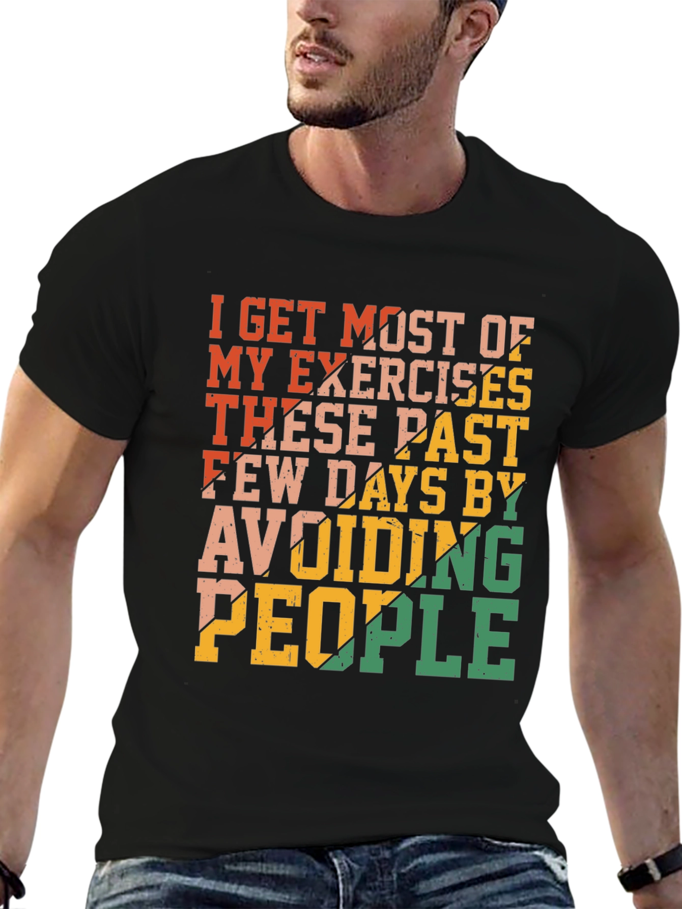 Funny Exercise Avoid People Graphic T-Shirt
