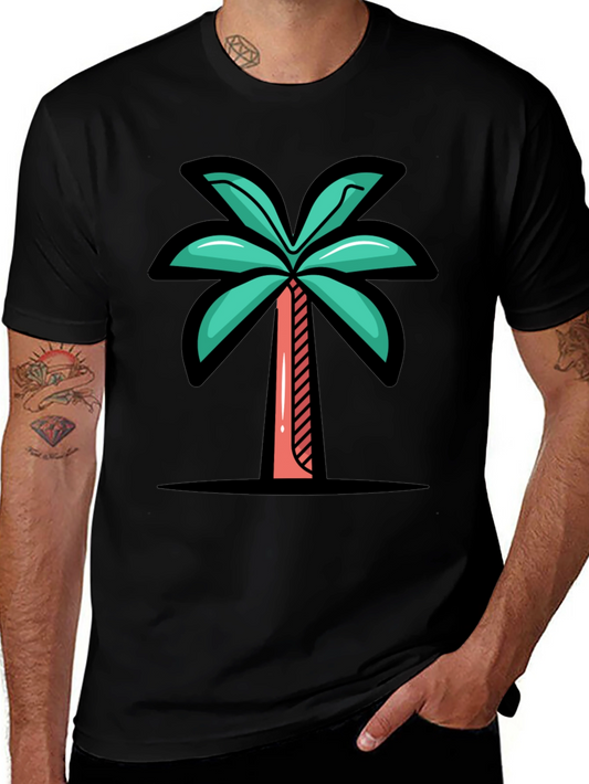 Tropical Palm Tree Graphic Tee - Black