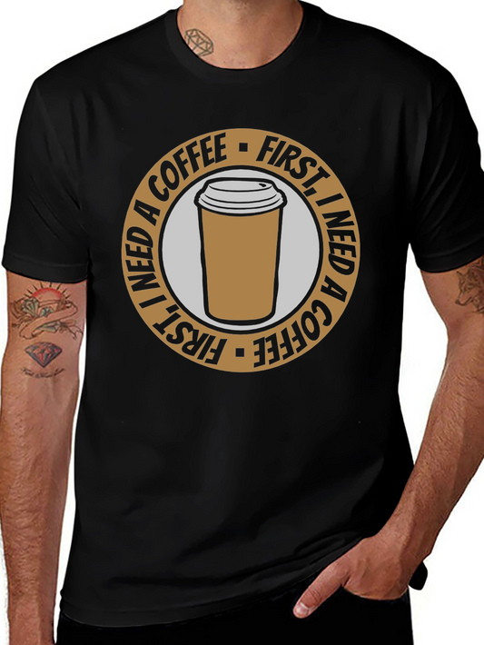 Coffee First T-Shirt - Black Graphic Tee