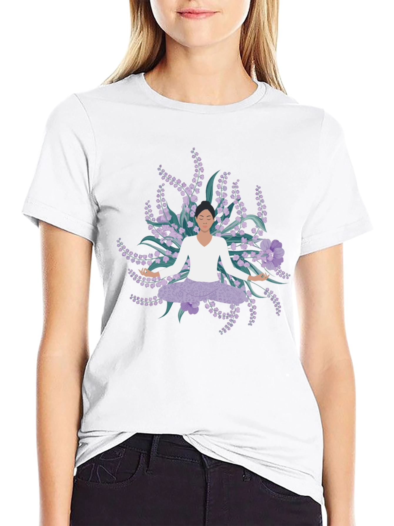 Yoga & Flowers Graphic Tee - Relaxed Fit