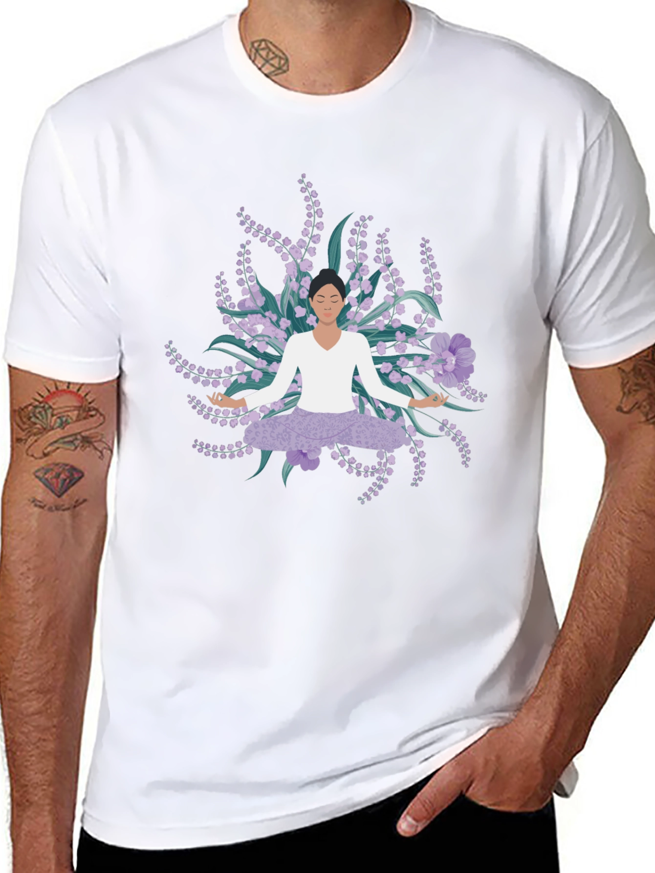 Yoga & Flowers Graphic Tee - Relaxed Fit