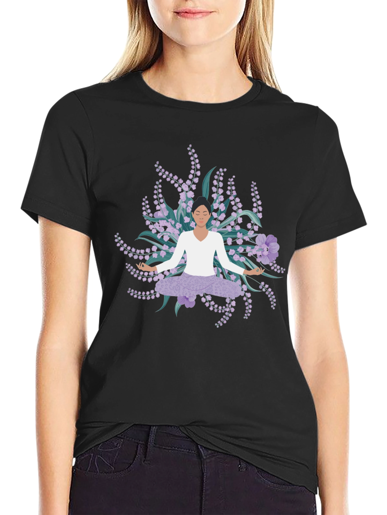 Yoga & Flowers Graphic Tee - Relaxed Fit