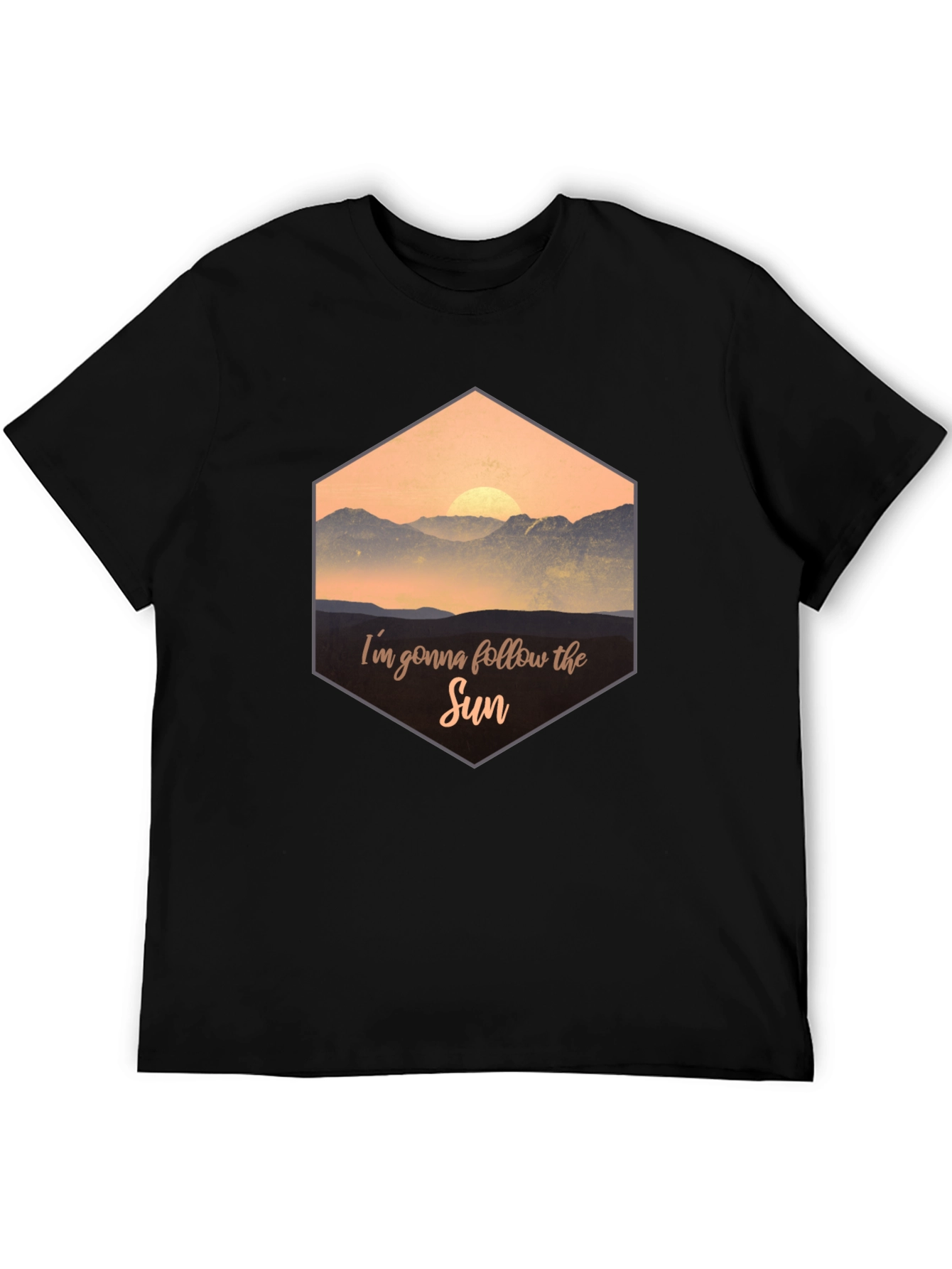 Sun Follower Graphic Tee - Black Cotton Blend T-Shirt