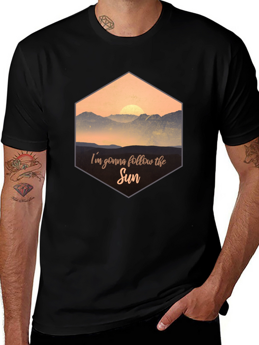 Sun Follower Graphic Tee - Black Cotton Blend T-Shirt