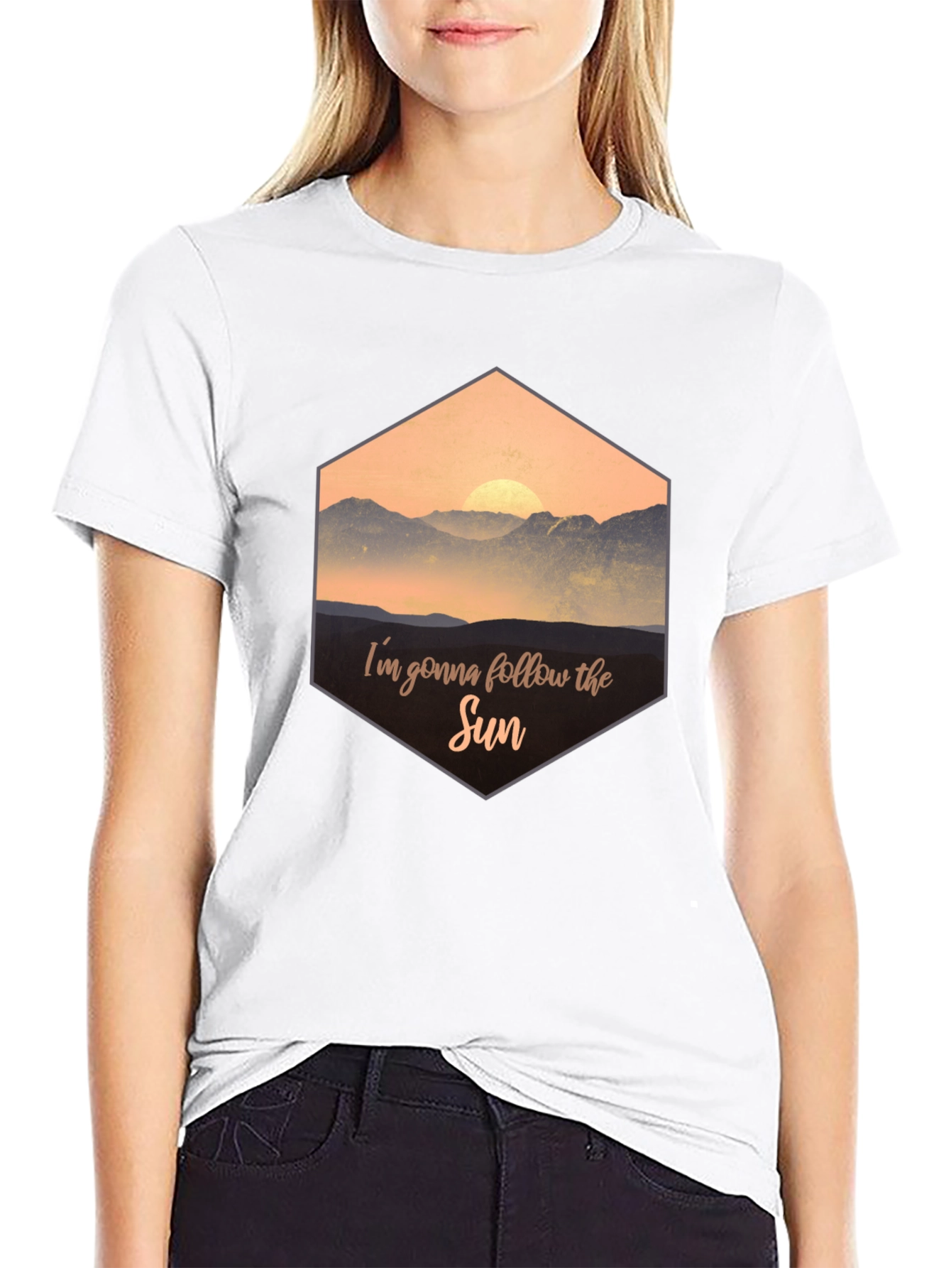 Sun Follower Graphic Tee - Black Cotton Blend T-Shirt