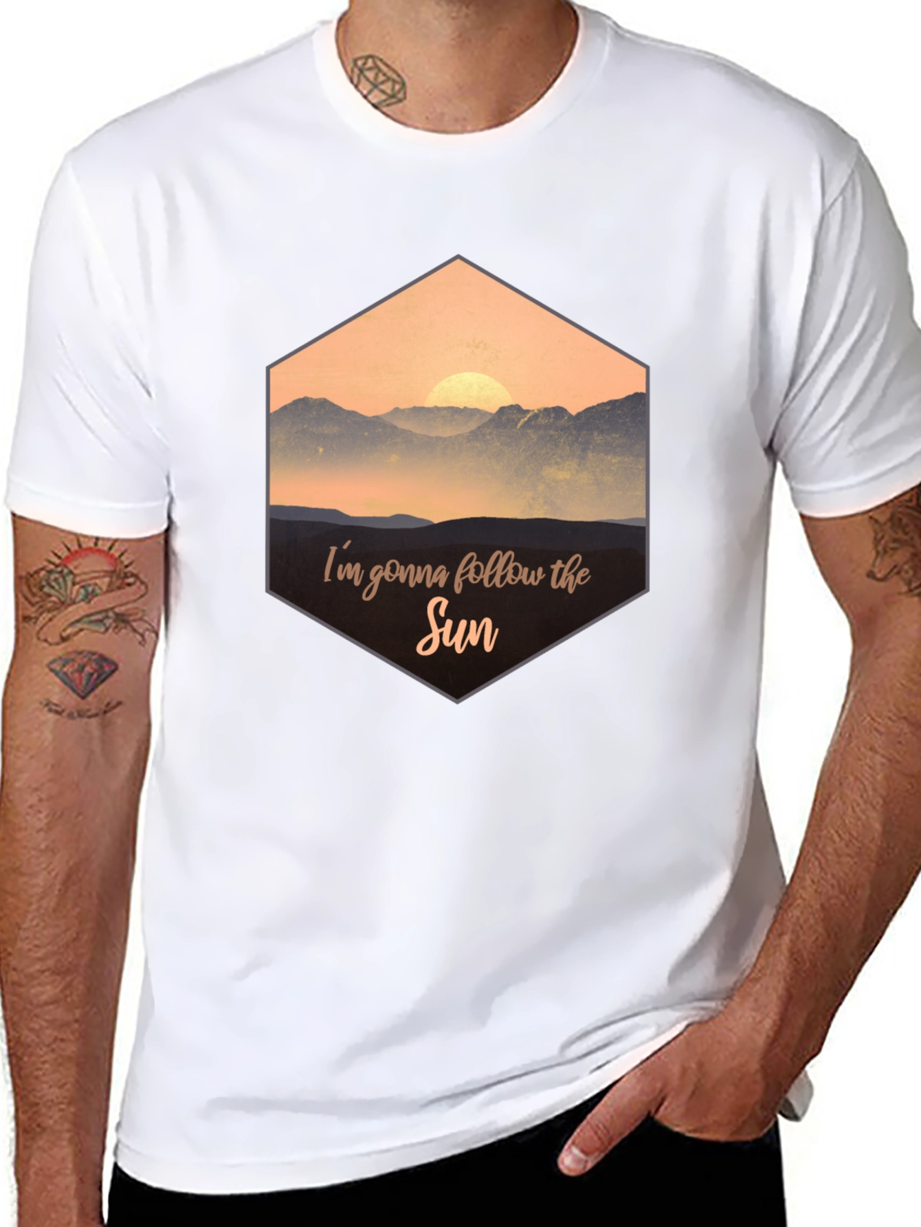 Sun Follower Graphic Tee - Black Cotton Blend T-Shirt