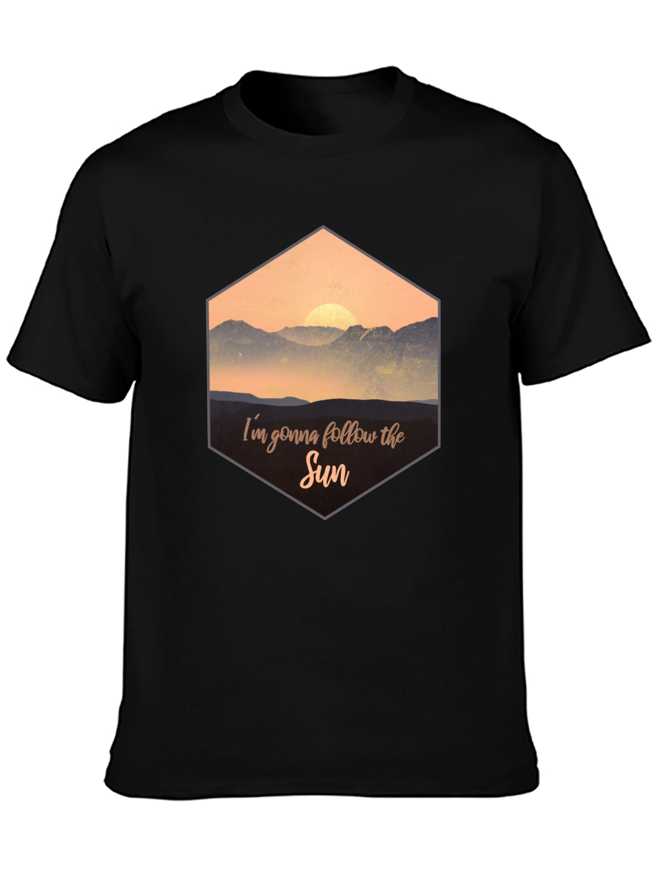 Sun Follower Graphic Tee - Black Cotton Blend T-Shirt