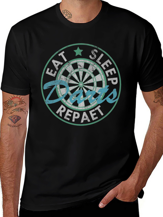 Eat Sleep Darts Repeat T-Shirt - Dartboard Graphic Tee