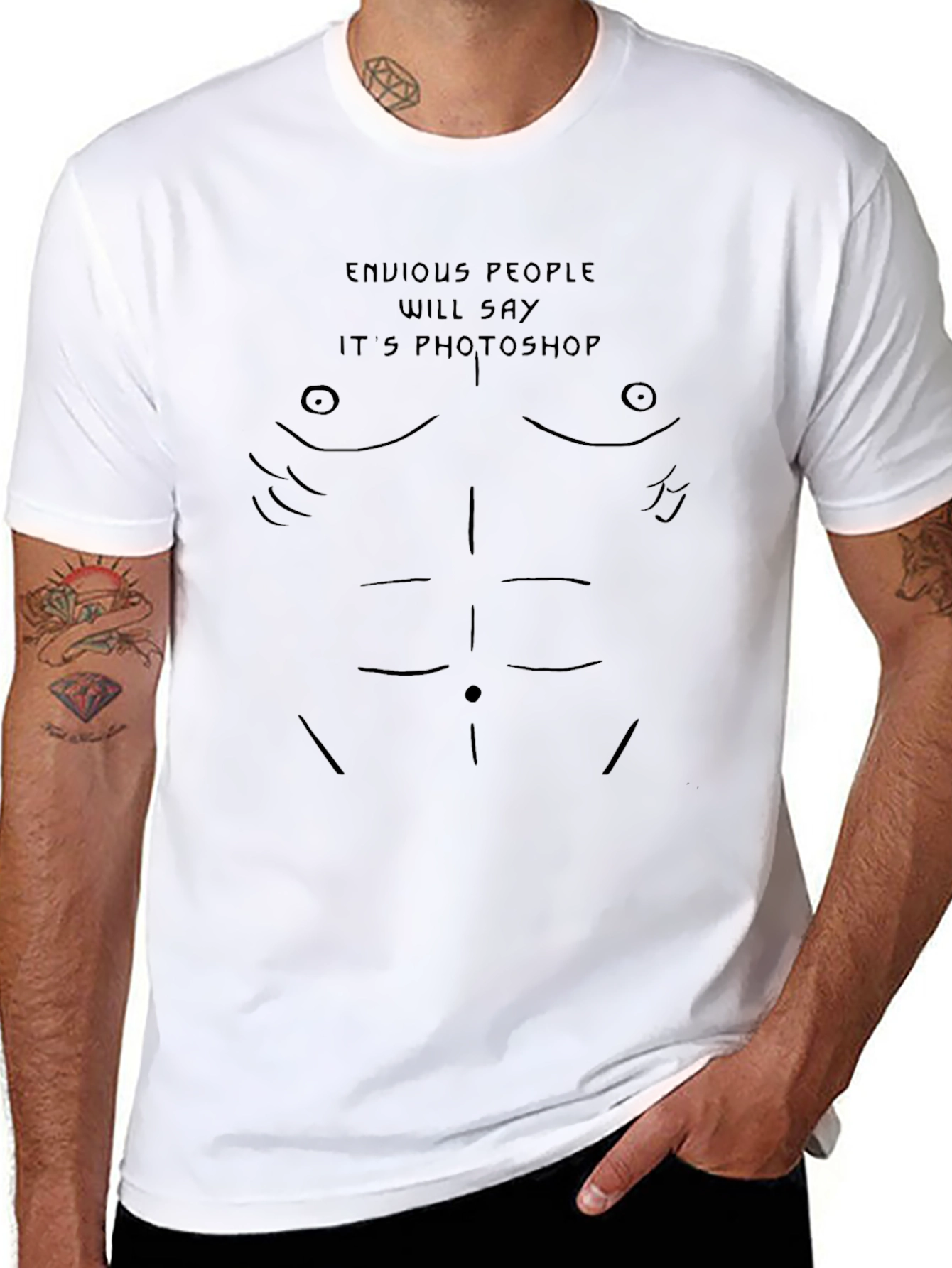Funny Its Photoshop Abs Graphic Black T-Shirt