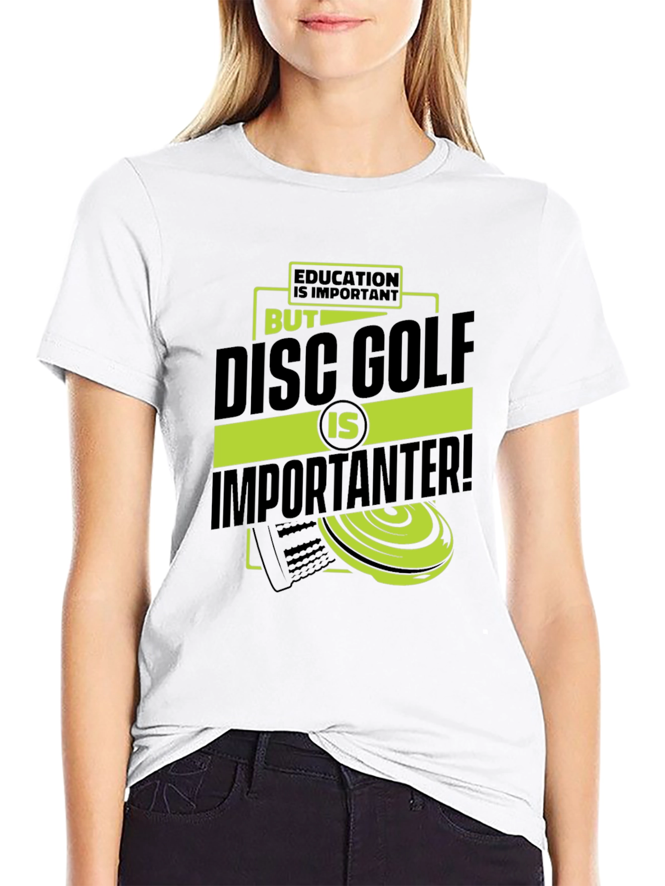 Funny Disc Golf T-Shirt: Education vs. Disc Golf