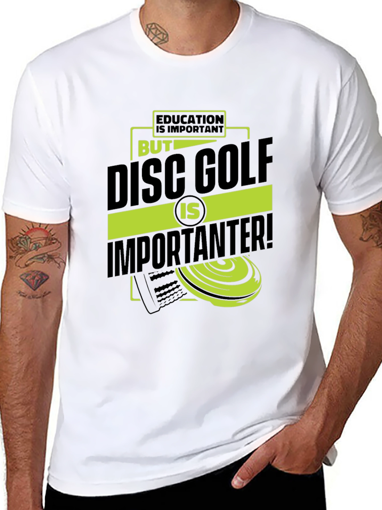 Funny Disc Golf T-Shirt: Education vs. Disc Golf
