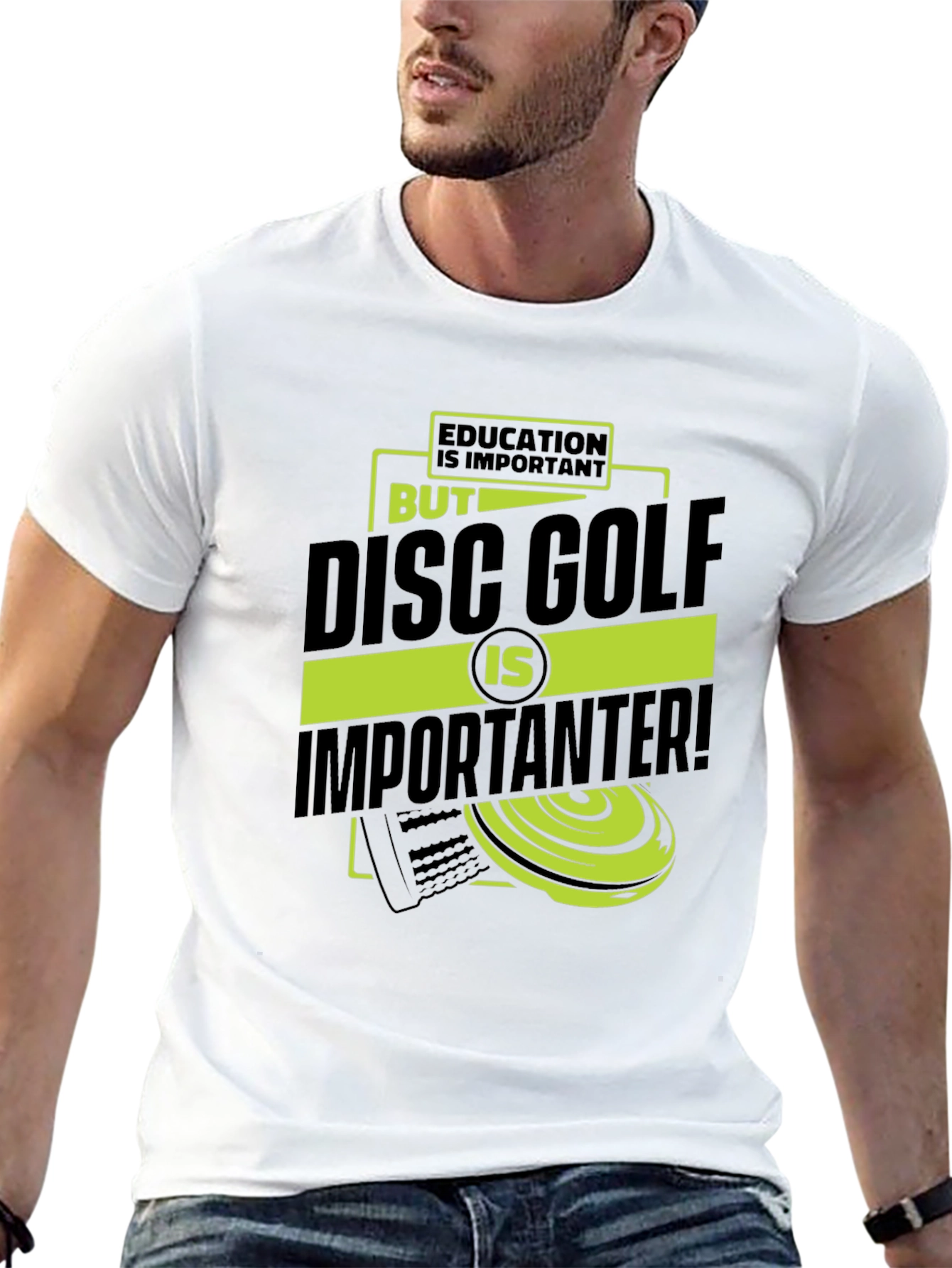 Funny Disc Golf T-Shirt: Education vs. Disc Golf