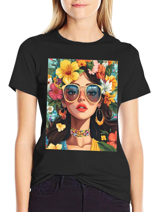 Floral Girl Graphic Tee - Stylish Unisex T-Shirt