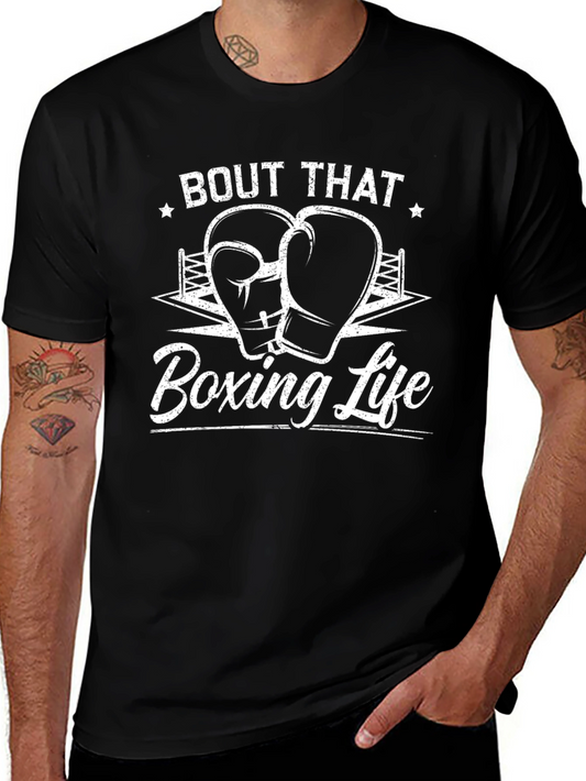 Bout That Boxing Life Graphic T-Shirt Black Cotton Blend