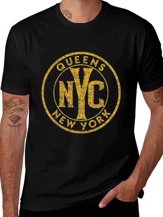 Queens NYC Vintage Style Black T-Shirt