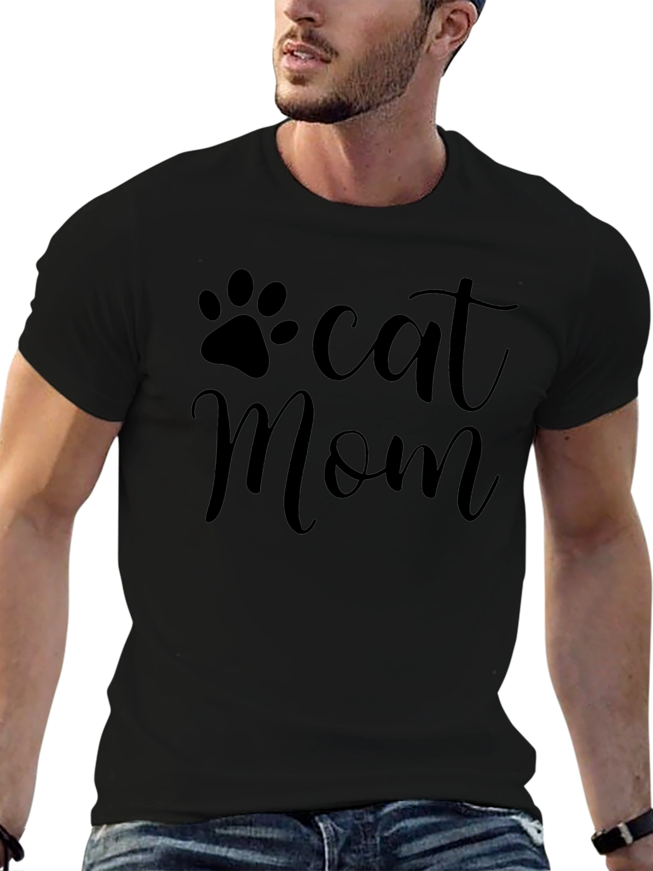 Cat Mom T-Shirt - Paw Print Graphic Tee