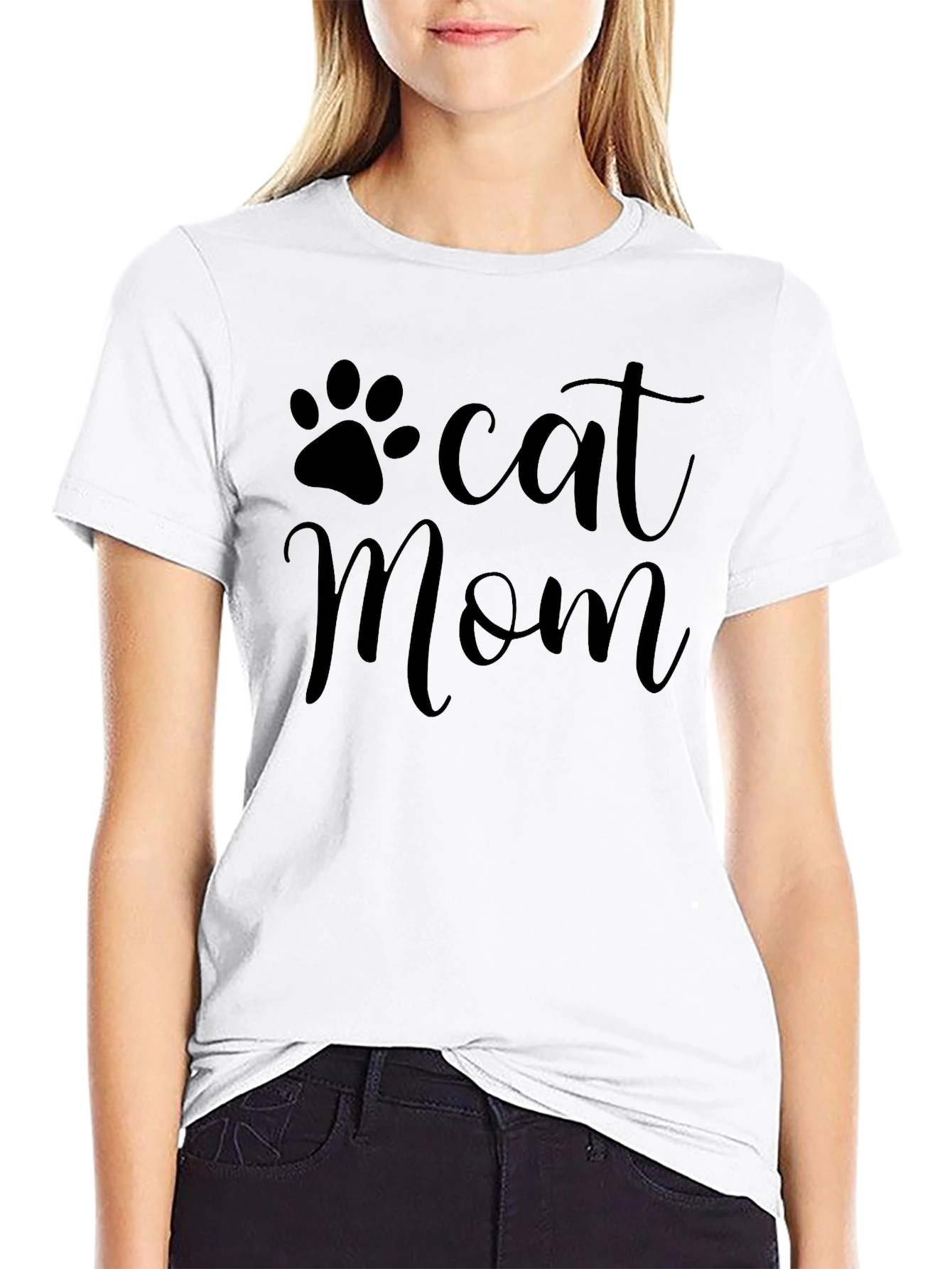 Cat Mom T-Shirt - Paw Print Graphic Tee